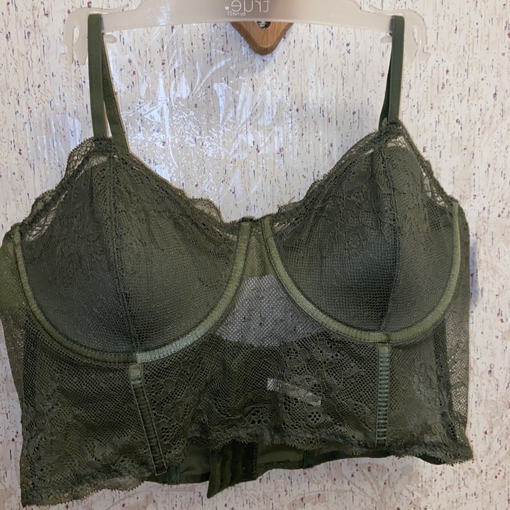 Green corset bra